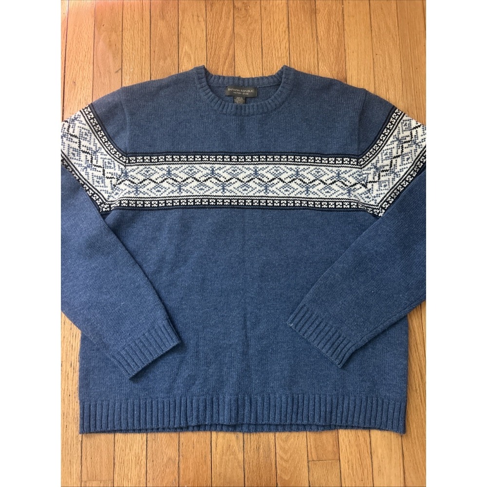 Banana Republic Men's XL Fair Isle Lambswool Nordic Sweater XL